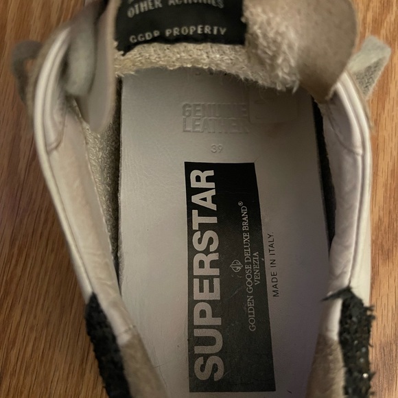 Golden Goose Super Star sneaker with mint star and black glitter.  Size 39. - Picture 5 of 6